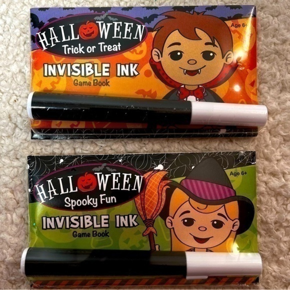 "Halloween Spooky Fun" + "Halloween Trick or Treat" Invisible Ink Game Book